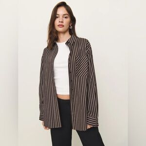 Reformation Eli Oversized Shirt Brown - Size S